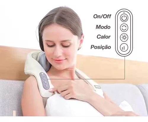 Aparelho Massagem Pescoço Ombros Terapêutica Portátil Recarregável